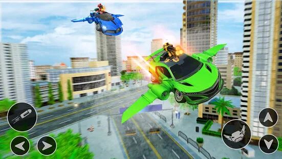 Скачать Flying Car Shooting Game: Modern Car Games 2021 - Мод много монет Русская версия 3.1 бесплатно apk на Андроид