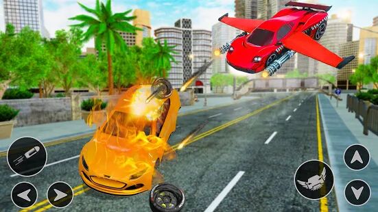 Скачать Flying Car Shooting Game: Modern Car Games 2021 - Мод много монет Русская версия 3.1 бесплатно apk на Андроид