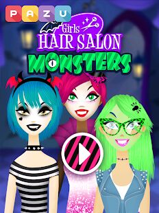Скачать Девочки парикмахерская монстры - игры для детей - Мод открытые покупки RUS версия 1.25 бесплатно apk на Андроид