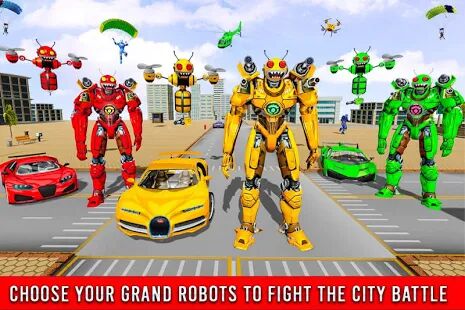 Скачать Игра Пчела робот трансформации автомобиля - Мод много монет RU версия 1.32 бесплатно apk на Андроид