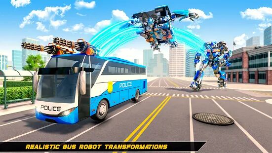 Скачать Полицейский автобус робот трансформации войн - Мод открытые уровни RU версия 5.2 бесплатно apk на Андроид