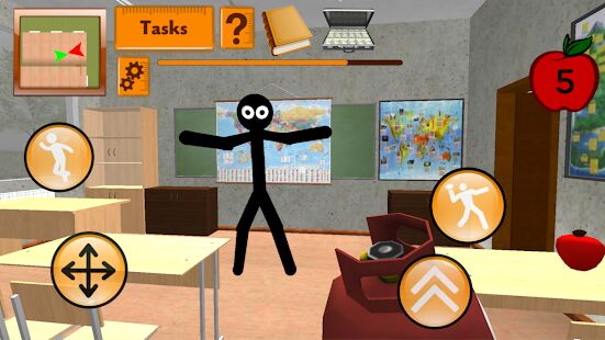 Скачать Stickman Teacher. Neighbor School Escape 3D - Мод открытые покупки RUS версия 1.2 бесплатно apk на Андроид