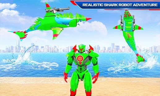 Скачать атака акулы робота трансформирующий робот игры - Мод меню Русская версия 32 бесплатно apk на Андроид