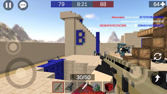 Скачать Pixel Combats 2 - игры стрелялки онлайн! - Мод открытые покупки Русская версия 1.346 бесплатно apk на Андроид