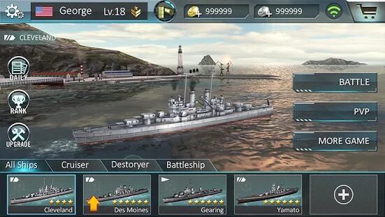 Скачать Атака военных кораблей 3D - Мод много монет RU версия 1.0.7 бесплатно apk на Андроид